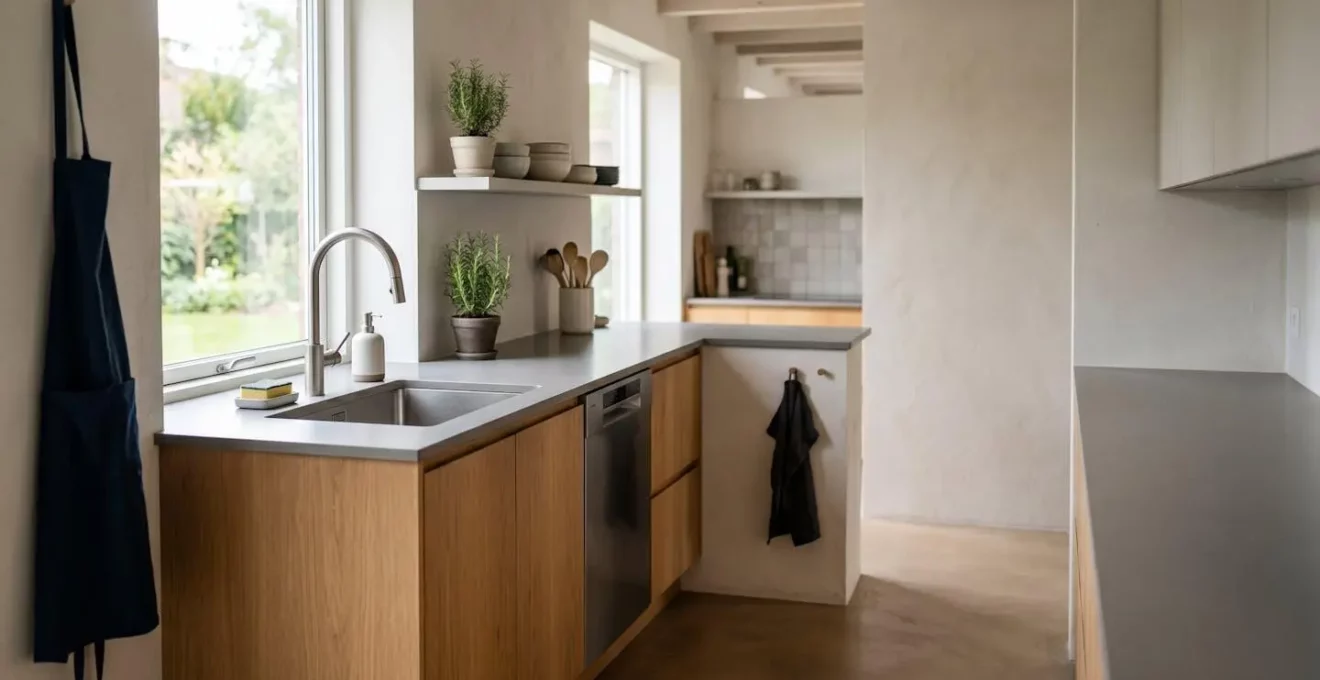 Installation ergonomique d'un lave-vaisselle dans une cuisine contemporaine