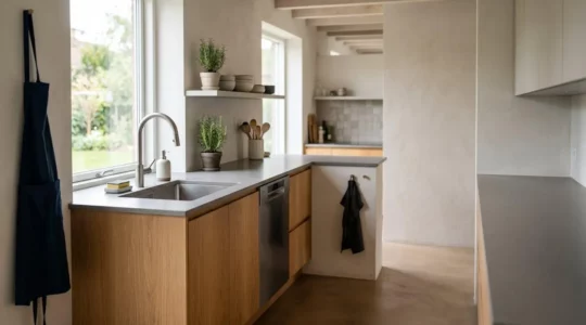 Installation ergonomique d'un lave-vaisselle dans une cuisine contemporaine