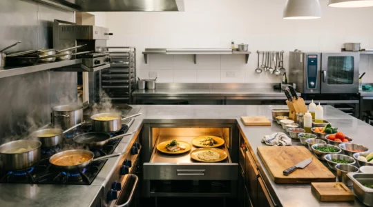 Synchronisation de la cuisson de plusieurs plats gastronomiques en cuisine professionnelle